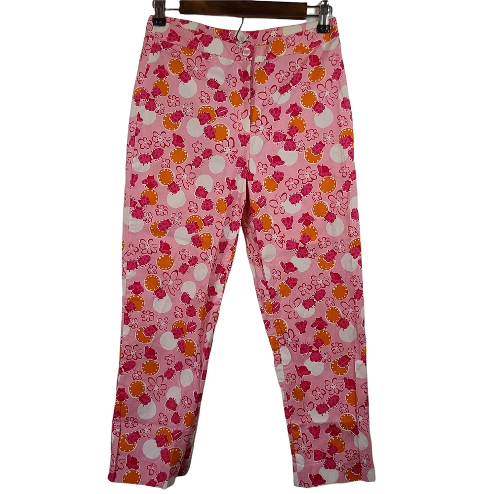 Lilly Pulitzer Pink Orange Floral Cropped Pants